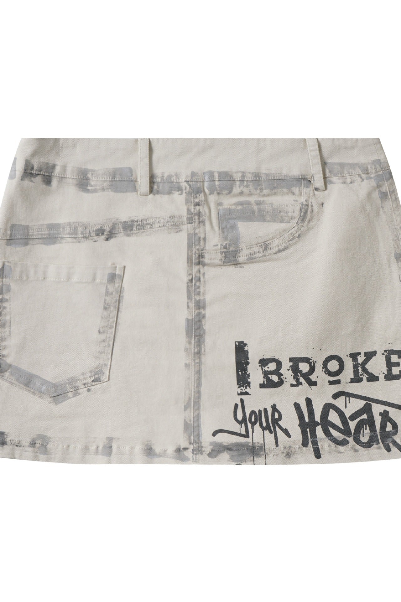 Printed Denim Mini Skirt