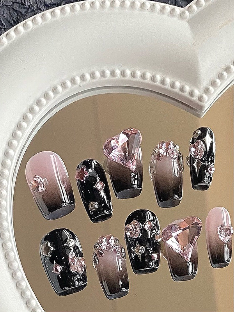 Y2K Pink Black Press On Nails