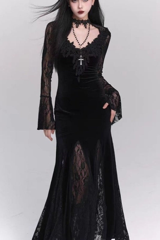 Halloween Gothic Lace Red and Black Dress Main image