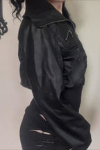 Multi Zip Cropped Faux Leather Jacket