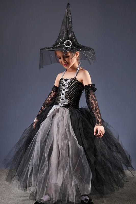 Witch Tulle Maxi Dress Kid Halloween Costume Main image
