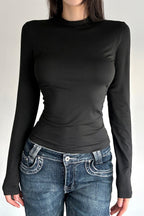 Eyelet Lace Up Back Crop Tops