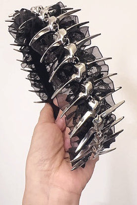 Dark Lace Metal Spine Headband Hair Accs