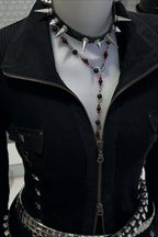 Rhinestone Cross Ribbed Zip Hoodie