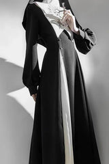 Dark Lolita Halloween Cosplay Draped Long Sleeve Maxi Dress