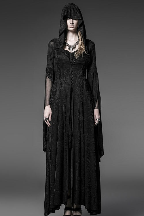 Gothic Hooded Slim Bodycon Midi Dress