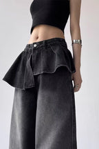 Peplum Overlay Wide Leg Pants