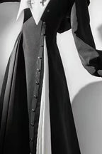 Dark Lolita Halloween Cosplay Draped Long Sleeve Maxi Dress