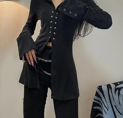 Y2k Slim Fit Gothic Blouse
