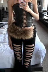 Black Hollow Strap Halter Slim Corset