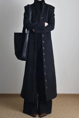 Y2K Wool Belted Stand Collar Coat