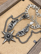 Punk Black Wing Starburst Necklace