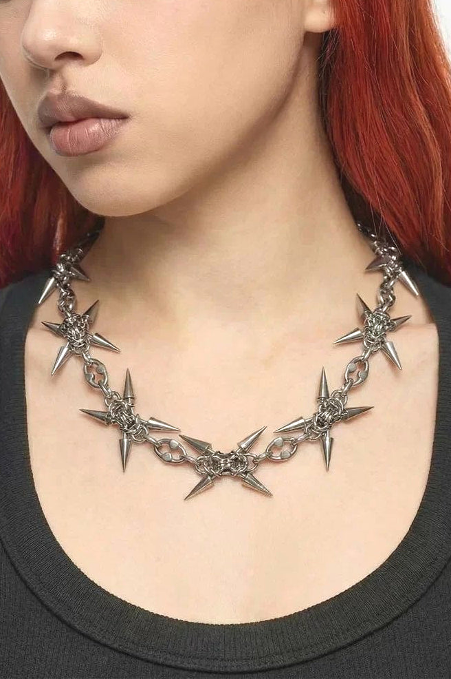Studded Spike Clavicle Necklace