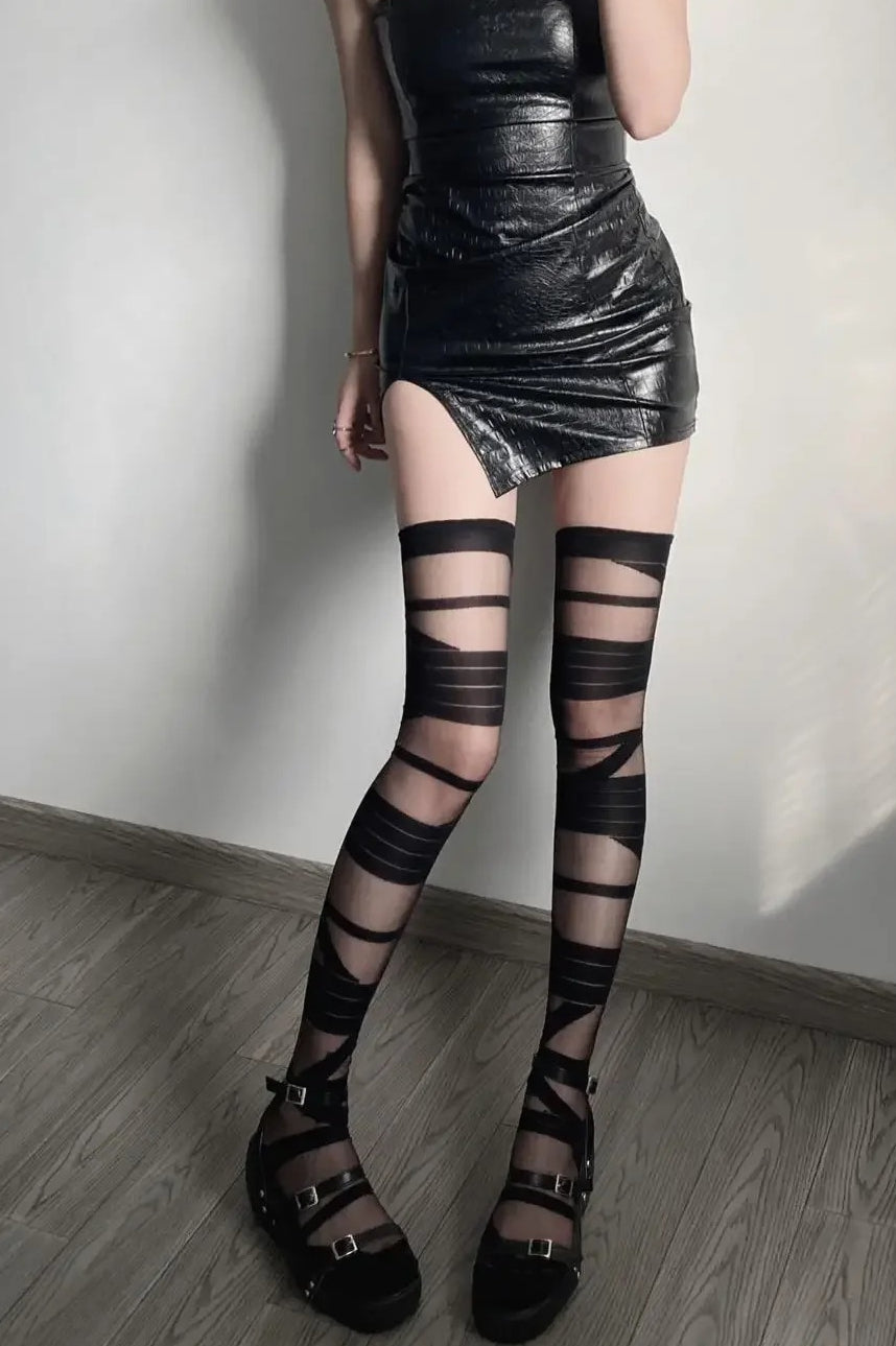 Y2k Gothic Ultra-thin Transparent Thigh High Silk Socks