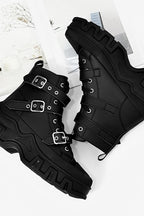 Strapped Platform High-Top Boots