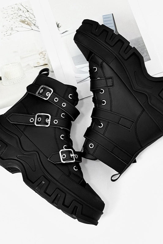 Strapped Platform High-Top Boots