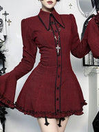 Gothic Dark Plaid Shirt Mini Dress
