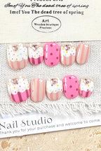 Y2K Dessert Polka Dot Line Press On Nails