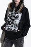 Graphic Panel Fluffy Trim Hoodies