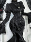 Gothic Bell Sleeve Fitted Blouse