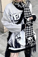 Punk Y2K Skull Thick Knit Scarf