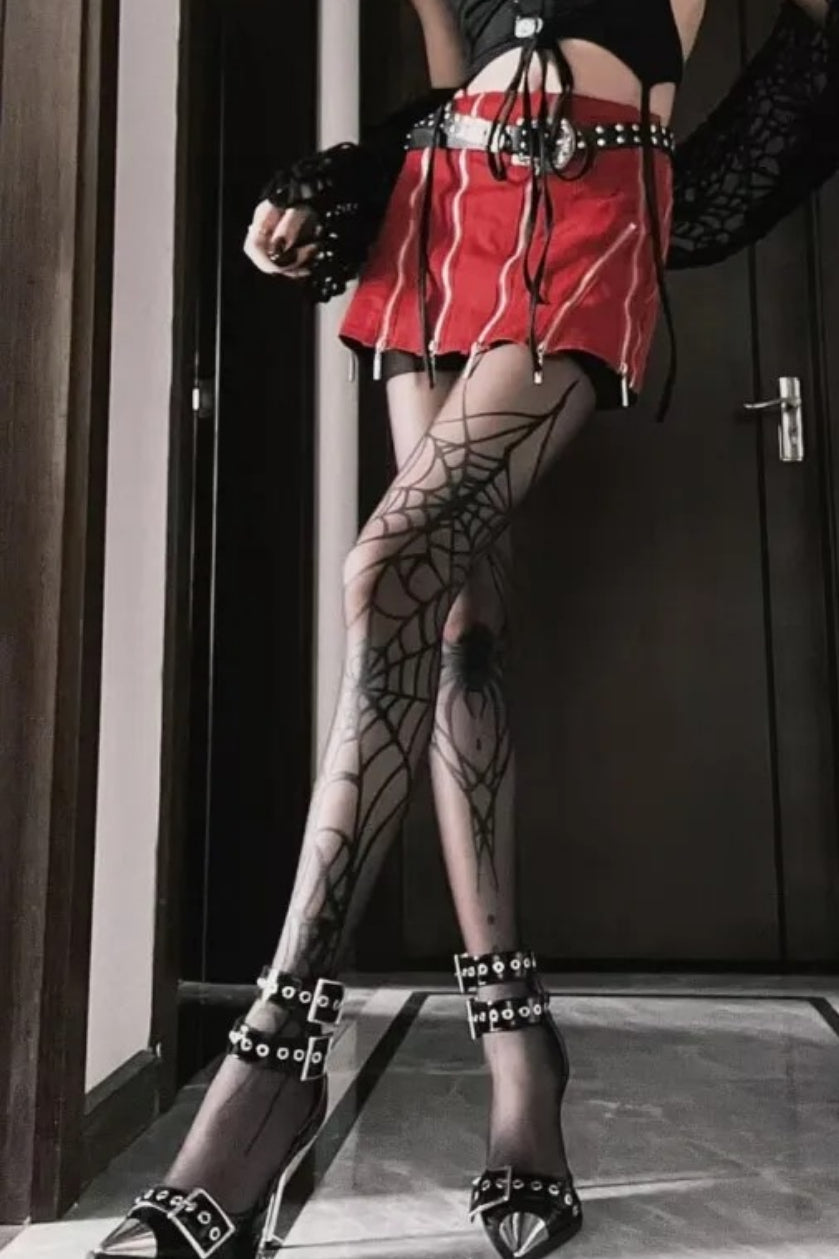 Vintage Gothic Spider Web Fishnet Tights Secondary image