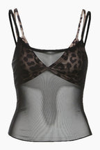 Vintage Leopard Mesh Spliced Camis