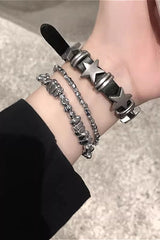 Gothic Punk Star Leather Bracelet
