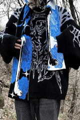 Punk Anime Skeleton Striped Knitted Scarf