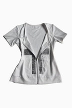 Y2K Rhinestone Rivet Metal Decor Fitted T-shirt