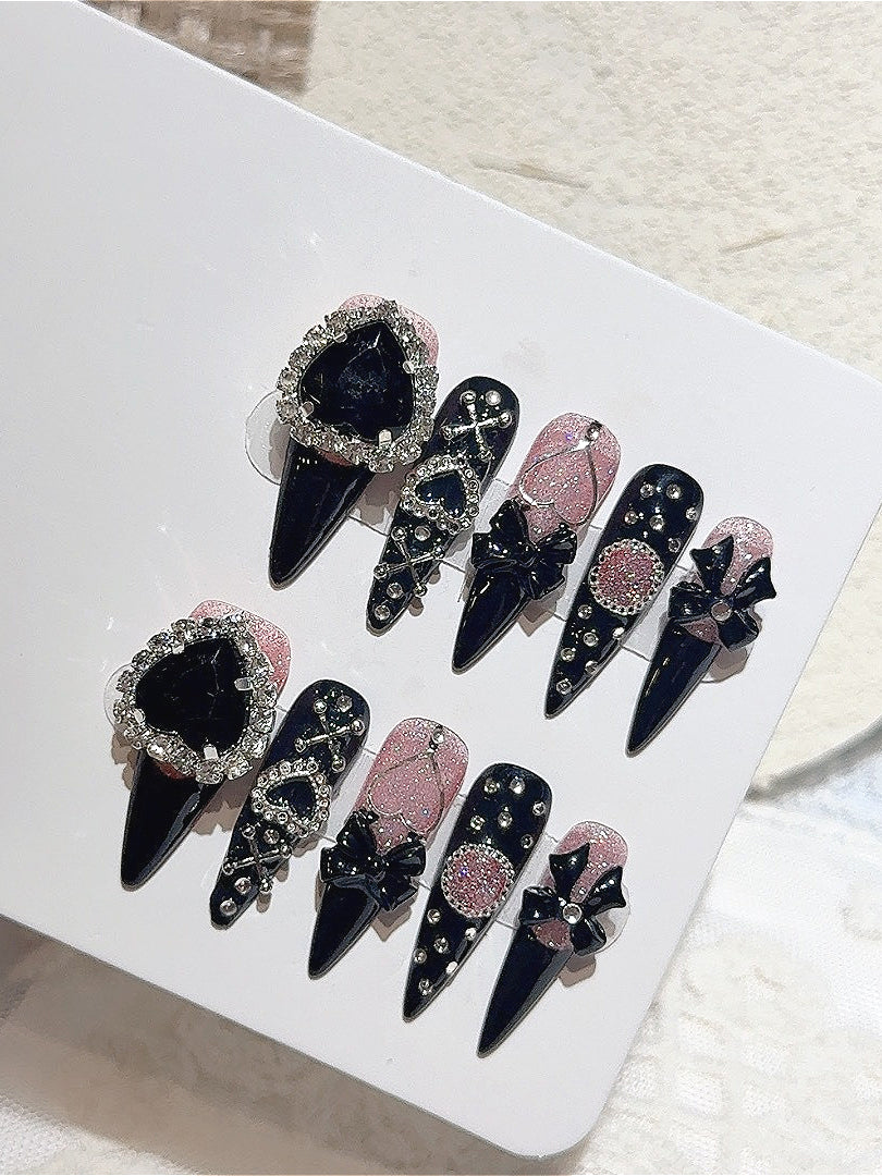 Gothic Lace Dark Press On Nails Secondary image