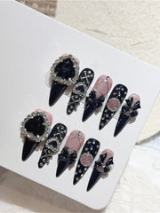Gothic Lace Dark Fake Nails