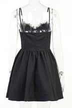 Rose Detail Lace Up Mini Dress