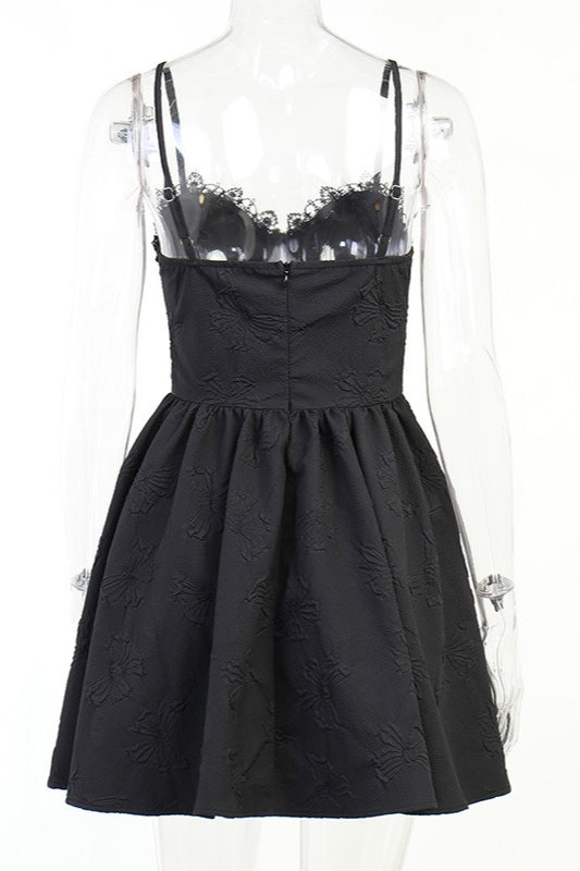 Rose Detail Lace Up Mini Dress