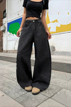 Floral Vine Embroidered Wide Leg Jeans