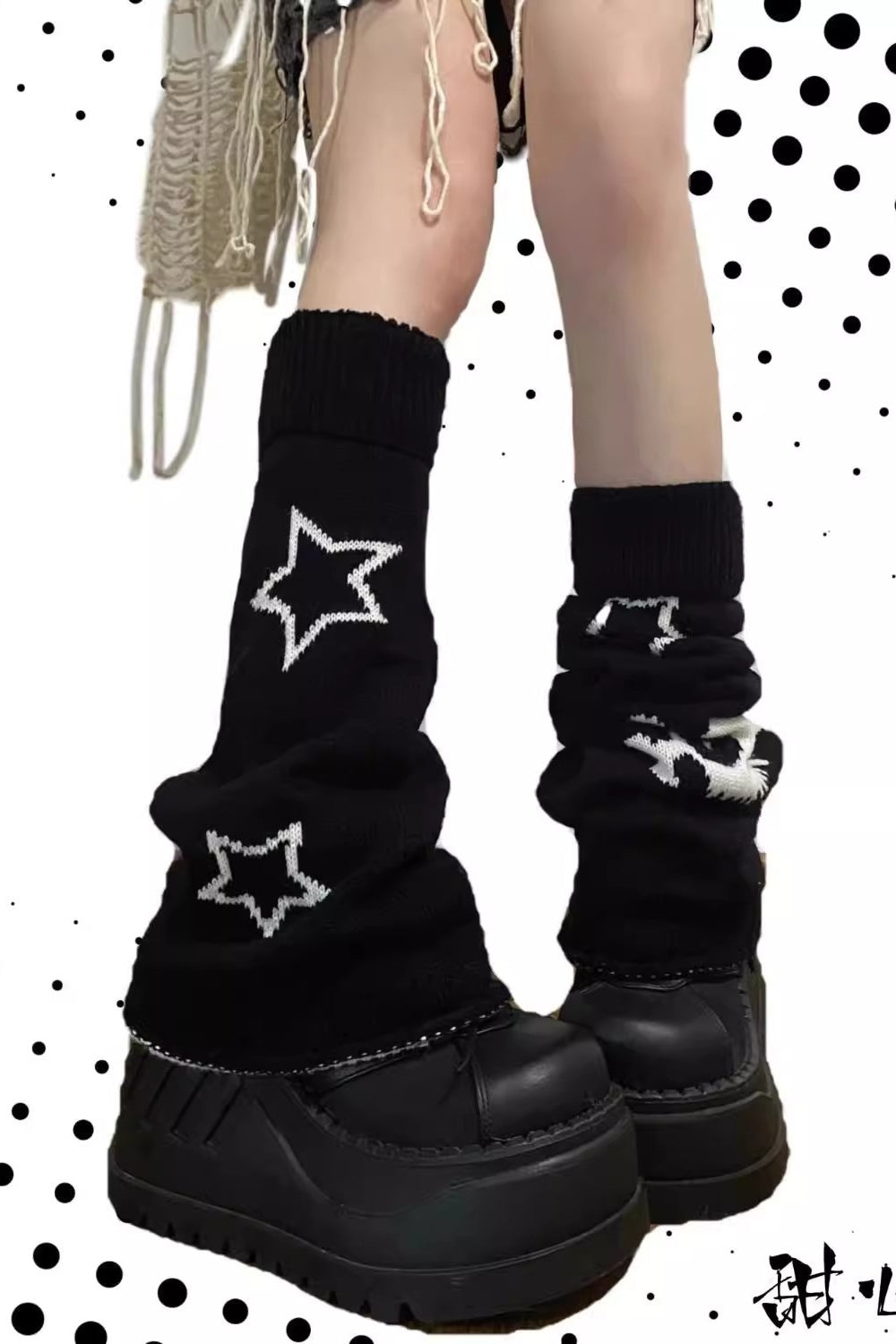 Skull Star Knit Leg Warmer Socks