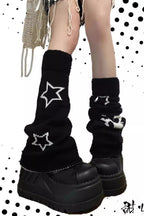 Skull Star Knit Leg Warmer Socks