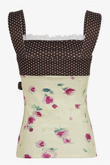 Y2K Floral Lace Polka Dot Tank Top