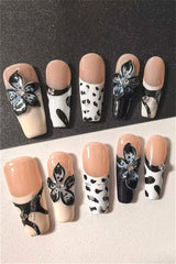 Y2K Devil Flower Cow Print Press On Nails