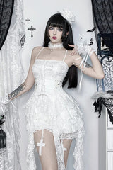 Goth Sweet Lace Eyelet Crop Tank Top