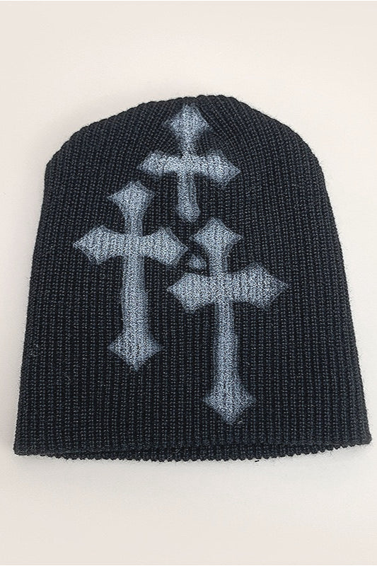 Gothic Cross Pattern Knit Hat