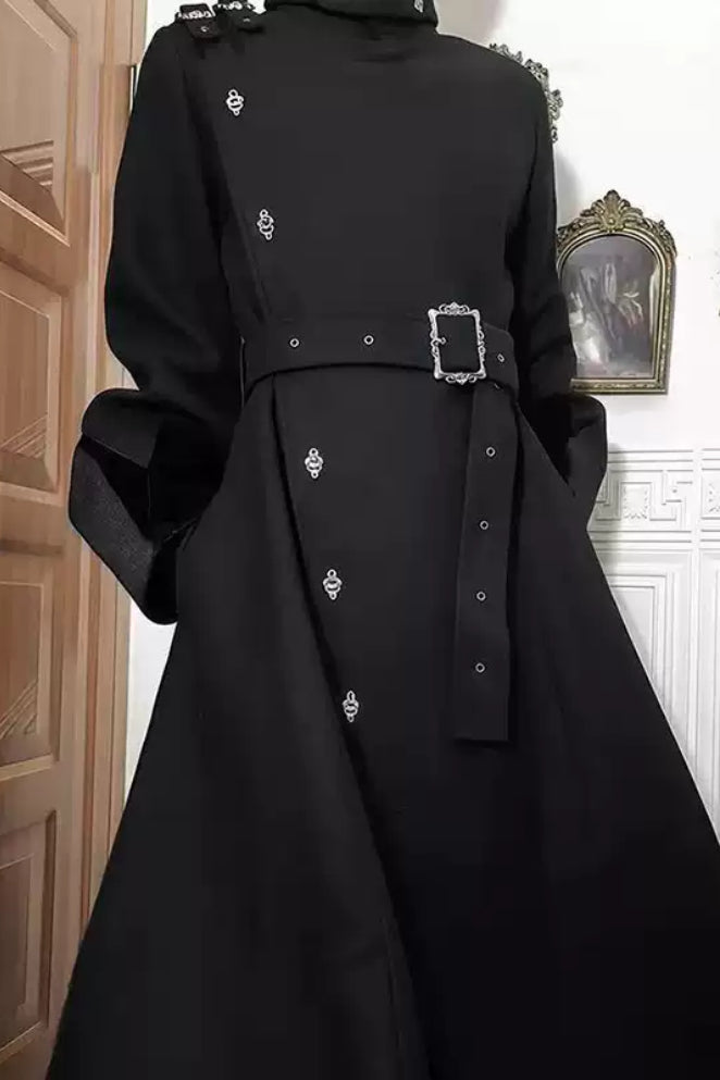 Winter Gothic Tied-Waist Slim-Fit Long Wool Coat Secondary image