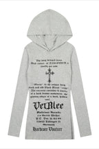 Cross Letter Graphic Longline Hoodies