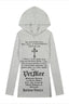 Cross Letter Graphic Longline Hoodies