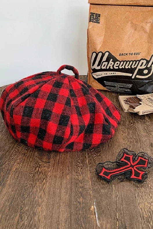 Retro Checked British Style Harajuku Hat