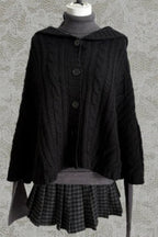 Cable Knit Hooded Cape Sweaters