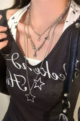 Y2K Layered Star Pendant Necklace