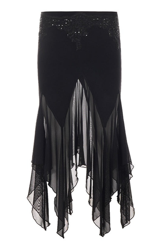 Embellished Hip Sheer Hem Skirts