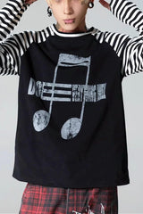 Street Note Letter Print Striped T-shirt