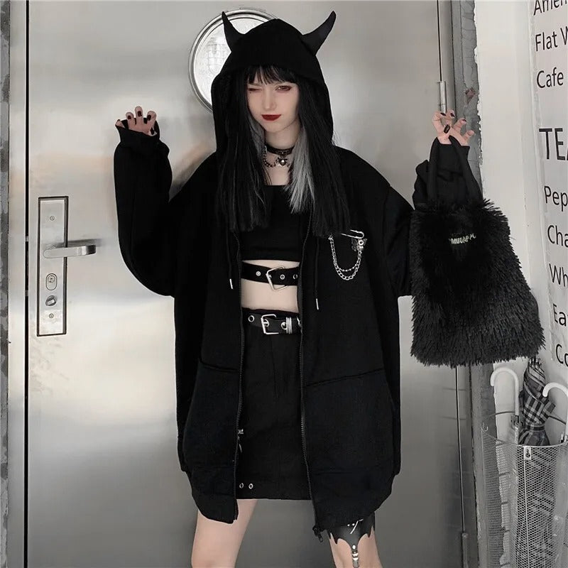 Dark Techwear Hooded Coat